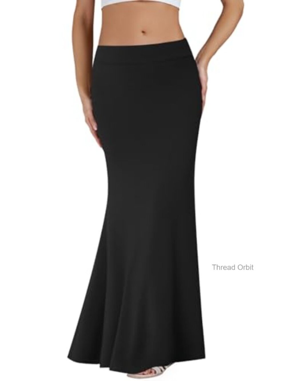 Women's Foldover High Waist Maxi Skirt Flowy A-Line Jersey Knit